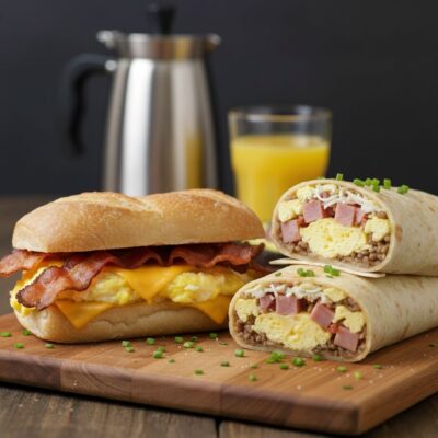 Breakfast Sandwich and Burrito